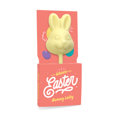 Picture of EASTER - ECO LOLLY BOX - WHITE CHOCOLATE - BUNNY RABBIT LOLLY
